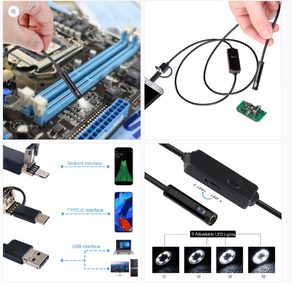 Caméra endoscopique 3 en 1 Type C Type-Micro USB-Pc 3.5m