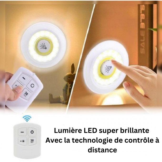 Pack 3 lampes LED avec télécommande